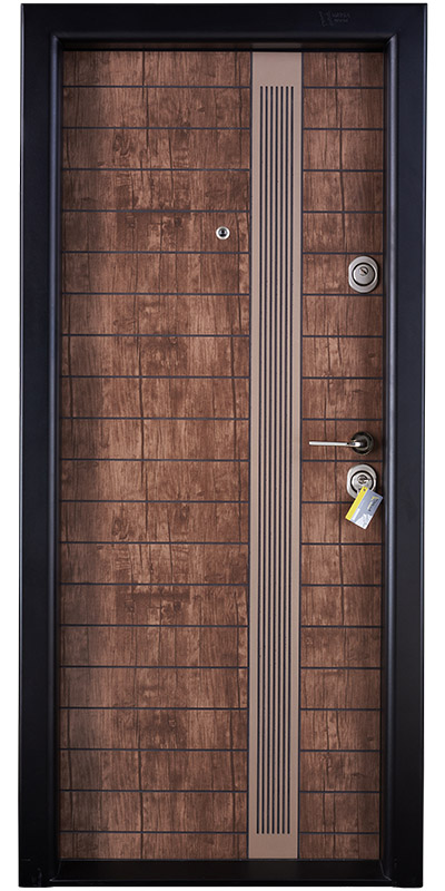 Usa metalica model scanduri lemn Megadoor Prestige 1053 Dark Antic deschidere dreapta