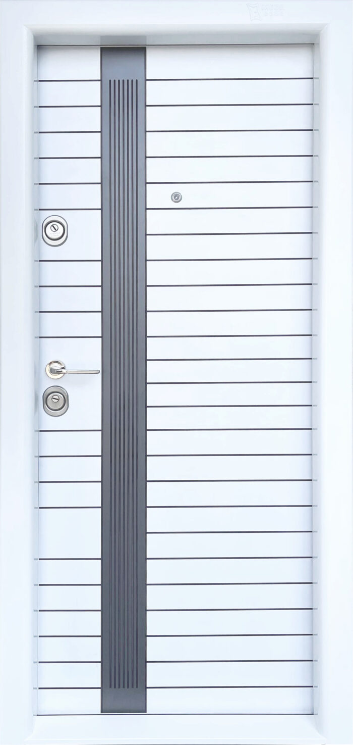 usa metalica alba model linii orizontale megadoor 1053 alb gri deschidere stanga